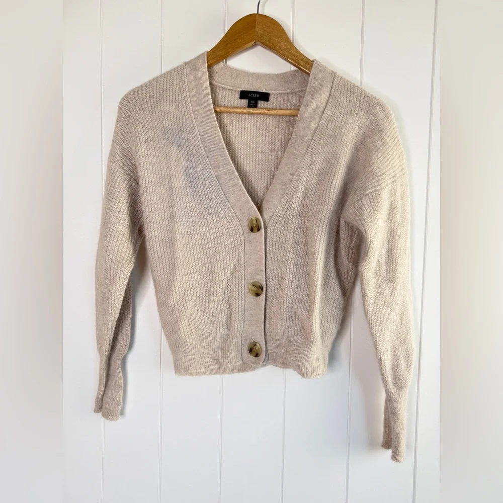 J. Crew Alpaca/Wool Blend Oatmeal Cropped Cardigan Size‎ XS